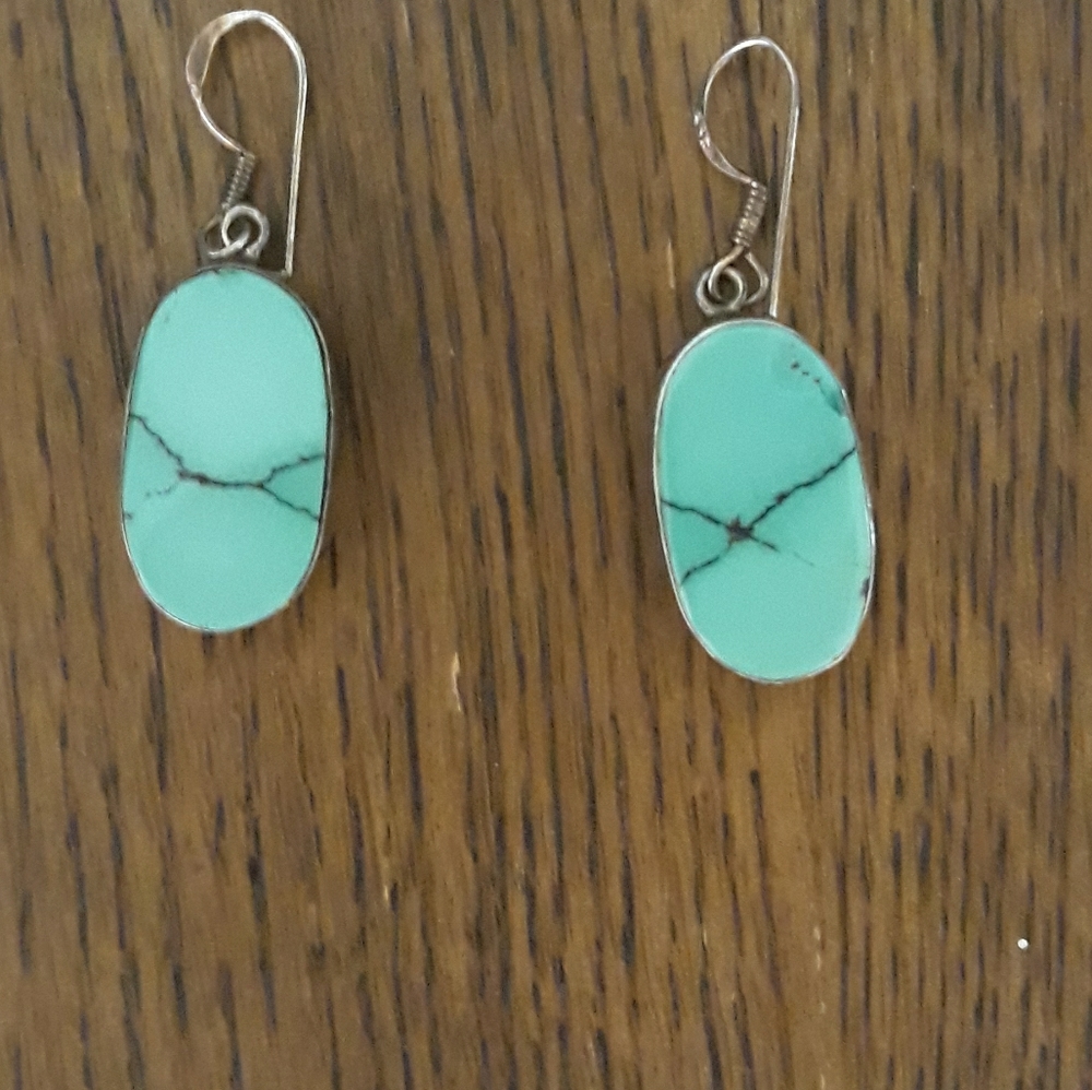 Turquoise earrings in sterling silver setting